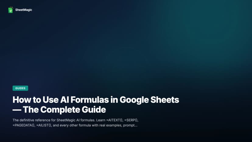 How to Use AI Formulas in Google Sheets — The Complete Guide